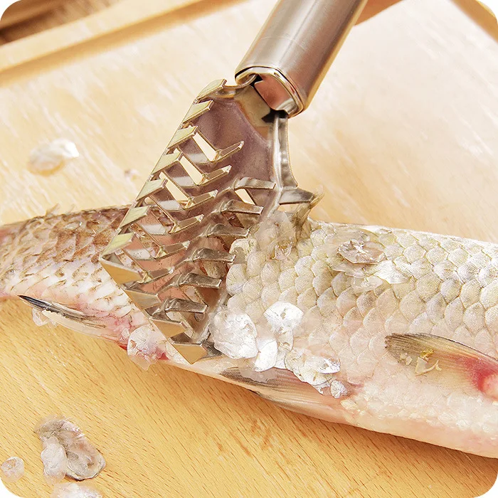 

1Pc Home Stainless Steel Fish Skin Scale Scraper Cleaner Peeler Scale Remover Cleaning Brush Seafood Kitchen Gadgets Tools