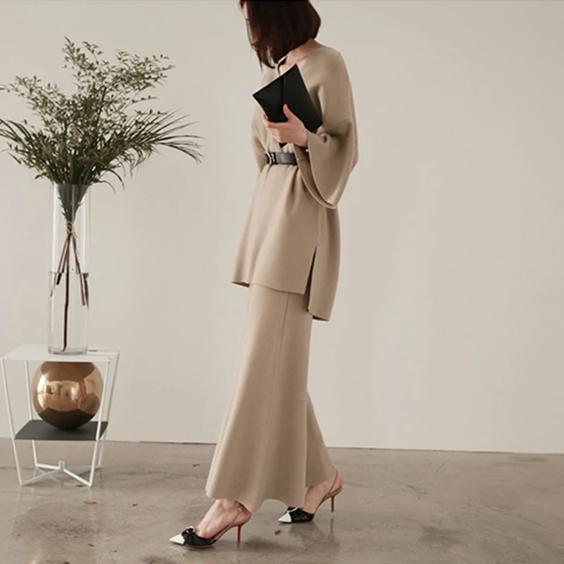 

broad leg trousers suit temperament, sweater, spring and autumn, spring suit, female fashion two piece 2018 new style