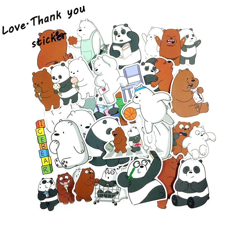 36pcs Cartoon Cute little Brown And White Bear sticker Toys PVC Waterproof FOR Computer Luggage Laptop Backpack Stickers Gifts