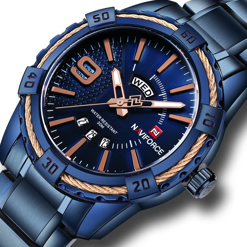 

NAVIFORCE Watches Men Luxury Brand Sport Full Steel Quartz Watch Men's Waterproof Military Wrist watches relogio masculino