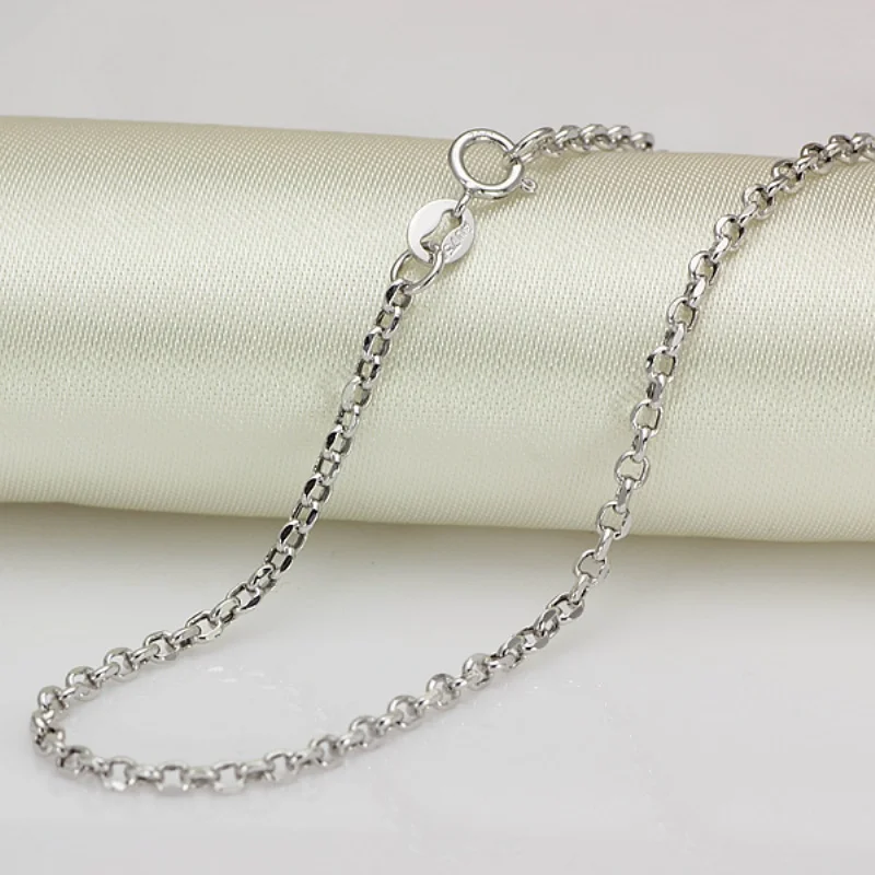 New-Arrival-Au750-Pure-18K-White-Gold-Chain-Women-Cable-Link-Necklace ...