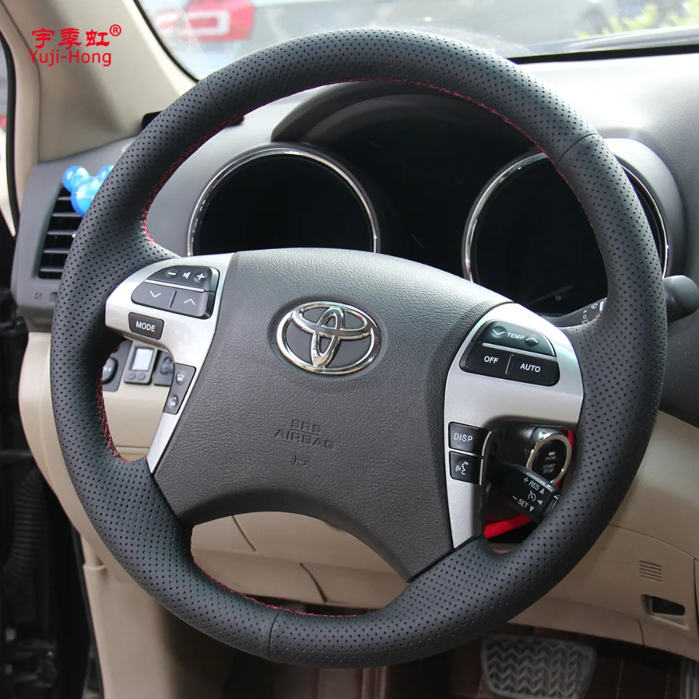 Yuji-Hong чехлы на руль автомобиля чехол для Toyota Highlander 2009-2013 Camry 2009-2011 Fortuner верхний слой коровья кожа Чехол