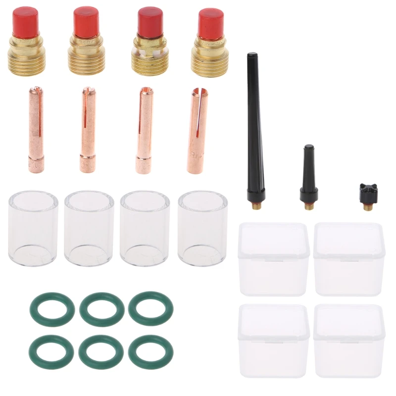 

21 Pcs /lot TIG Welding Torch Gas Lens #10 Pyrex Glass Cup Kit For WP-9/20/25 Series