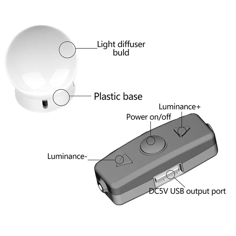 Светодиодный USB подсветка косметического зеркала комплект Голливудский стиль с 12 лампочки с регулируемой яркостью 3 цветовых температурных режима для макияжа туалетный столик