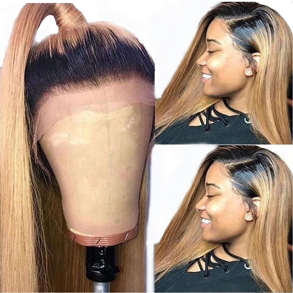 

Simbeauty Brazilian Straight FullL Lace Deep Part Ombre Honey Blonde Lace Front Human Hair Wigs PrePlucked With Baby Hair Remy