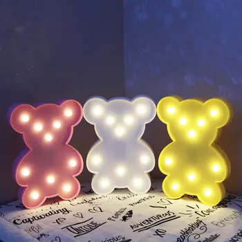

Luminaria Kawaii 3D Lovely LED Cartoon Bear Night Light Romantic Table Lamp Home Christmas Kids' Room Decor Letter Marquee Gifts
