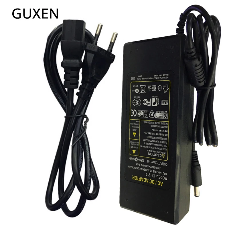 GUXEN 12V 1A/2A/3A/5A/6A/8A/10A Светодиодный источник питания зарядное устройство для 5050/3528 SMD светодиодный светильник или ЖК-монитор CCTV 2 года гарантии