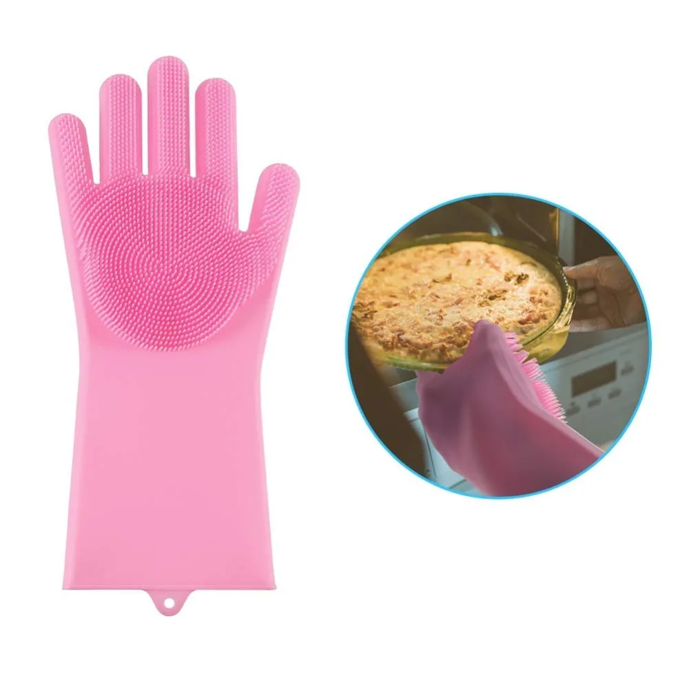 Волшебные силиконовые перчатки пищевой чистящей губки щетки для мытья посуды термостойкие для очистки домашнее блюдо мытья