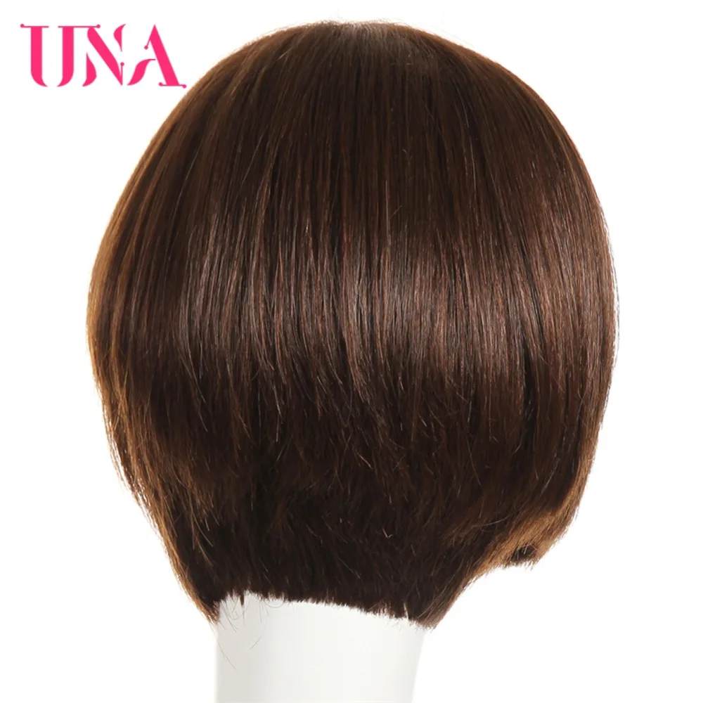 UNA Peruvian Straight Human Hair Wigs Hand Tied Lace Wigs Non-Remy Hair 10