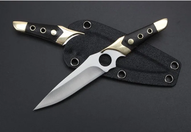 Дешевый Черная кошка Мини Кемпинг фиксированным Ножи, 7Cr17MoV лезвие G10 Ручка Survival Rescue Ножи для шашлыков, Малый Охотничьи ножи.