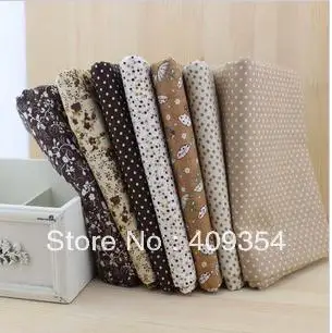 Booksew 7 Pieces/lot 50cmx50cm Vintage Brown Cotton Fabric Fat Quater Bundle Patchwork Fabric Tilda Cloth Quilting Tales - изображение