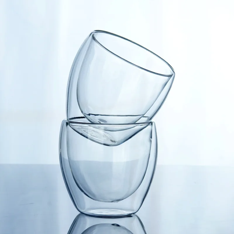 Двухстенные стеклянные кофейные кружки 150-450 мл прозрачная Изолированная Термокружка для чая Горячая новинка термостойкая двухслойная стеклянная чашка предотвращает ожоги