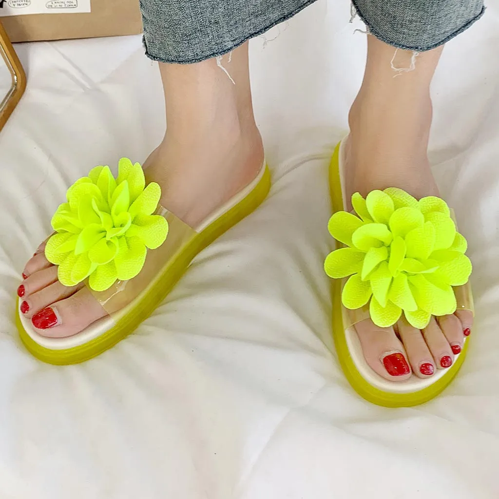 

Summer Flip Flops Women Flowers Slippers Beach Sandals Women Large Size Flat Slippers Casual Shoes