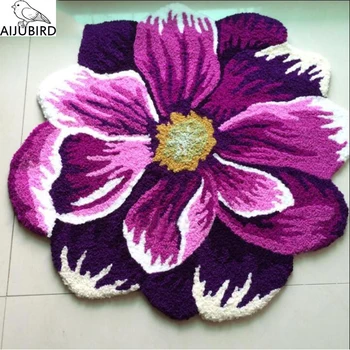 

carpet rug Chinese wind embroidered purple dahlias carpet bedroom bed to warm floor MATS rug Beauty room bed front floor mat