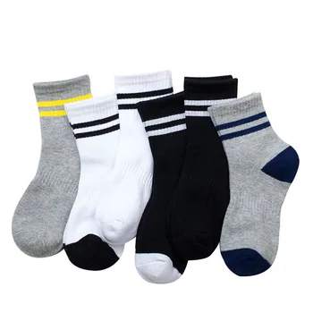 

Hot 2018 Spring Socks Boy Baby Cotton Fashion Two Stripe Casual Boys Socks Girl All-Match Socks for Children 3 Pairs/lot