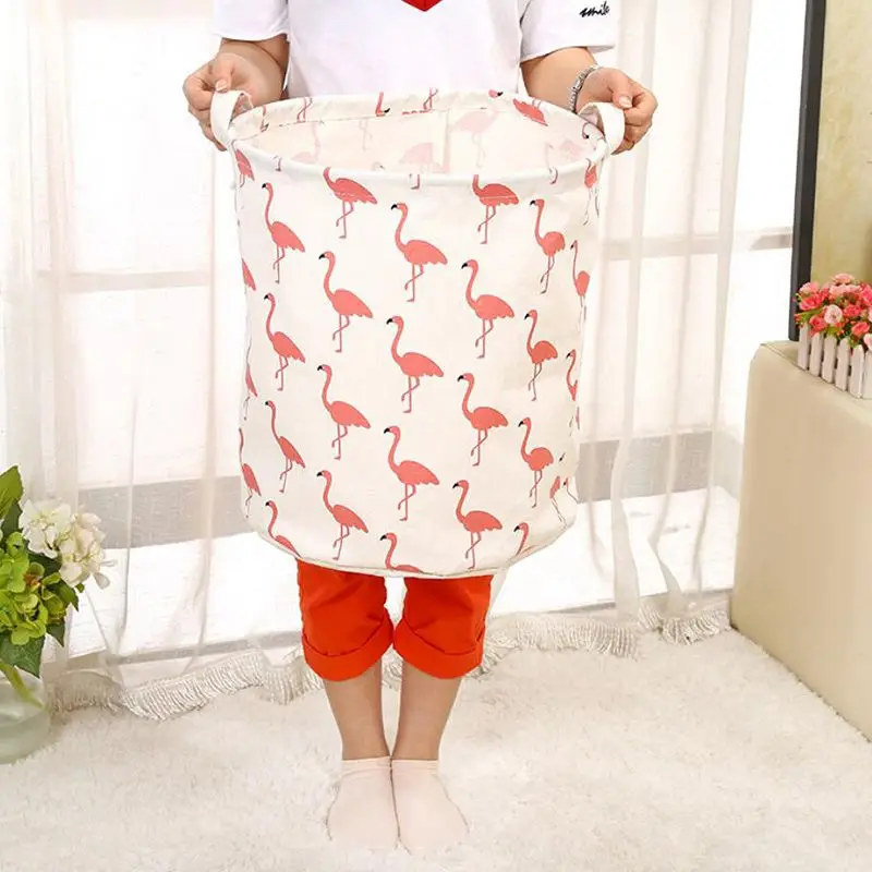 35*40 см Горячая складная сумка для хранения белья, баррель для хранения дерева со звездами и точками, корзина для хранения игрушек для маленьких детей, корзина для хранения одежды, декор комнаты - Цвет: White Flamingo