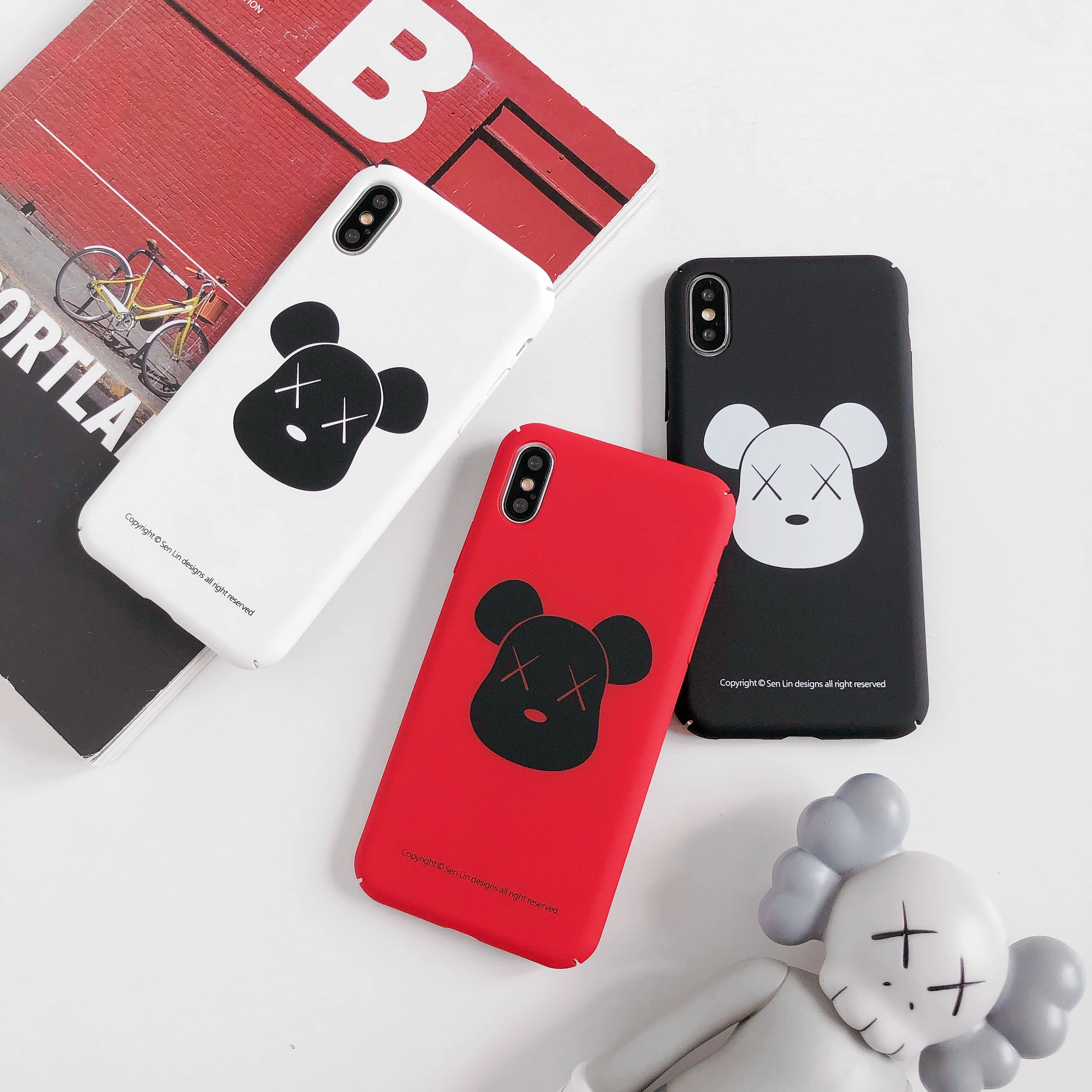 

Cute Bear Phone Case Back Cover For iphone X XS MAX XR Hard PC Case Cover For iphone 6 6S 7 8 Plus Protective Coque Funda Cases