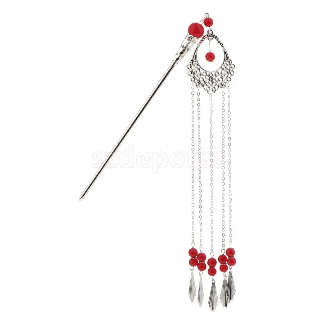 Vintage Chinese Traditional Tassel Hair Stick Shawl Pin Women Hair Accessory