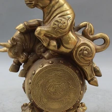 Xd 003090 1" Клеймо Китайский Фэншуй Бронзовый Животных Два му корова Крупный Рогатый Скот Ох Рукопожатие Статуя