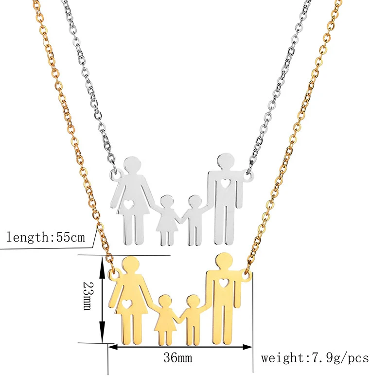 Atoztide женское милое сердце мама папа мальчик девочка семейное ожерелье из нержавеющей стали золотой цвет фигура родители детская цепь ожерелье