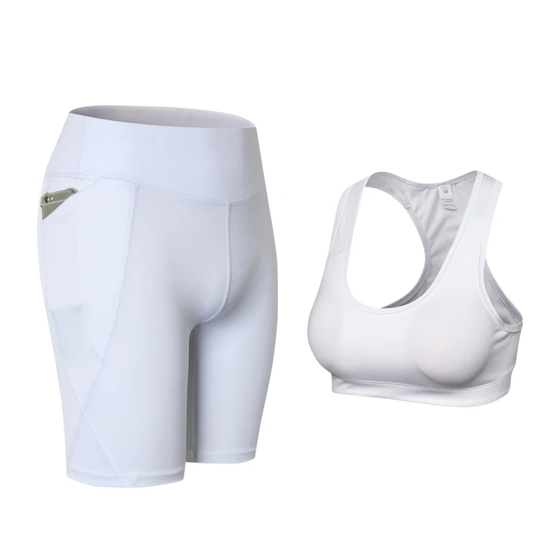 

High Waist two Piece Yoga Set Sportswear for Women Sports Bra + Short Fitness Clothing Sport Shorts Gym Workout Crop Top Women