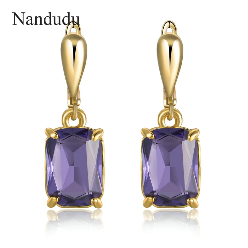 

Nandudu Cubic Purple Austrian Crystal Dangle Earrings New Arrival Women Girl Wedding Earring Fashion Jewelry Gift CE233