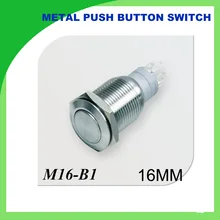 16 mm Flat head metal push button switch reset button 3 a250v moment start