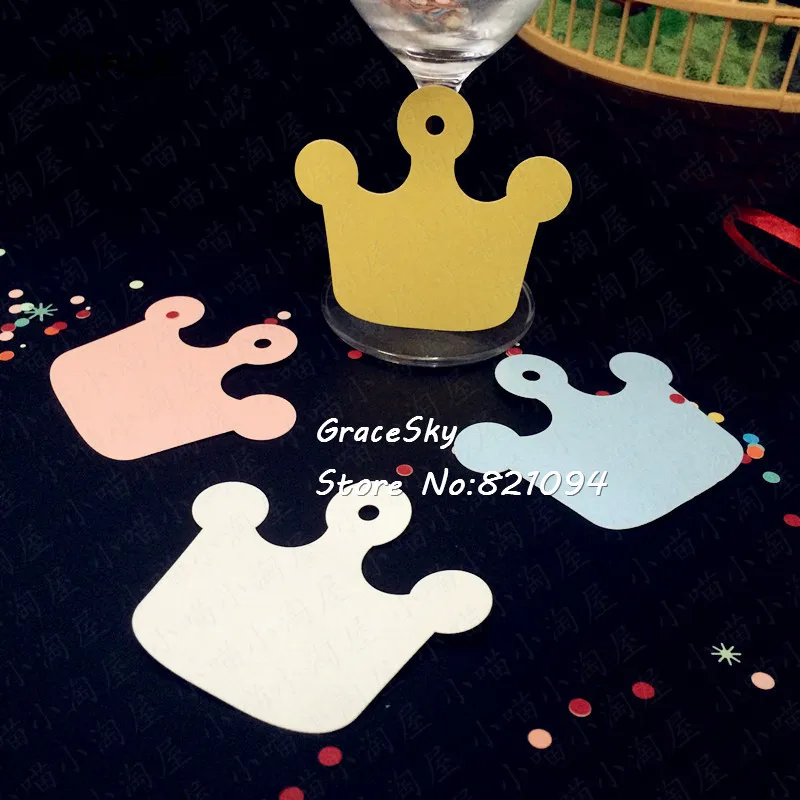 

50Pcs/lot DIY Kraft Paper Tags Pearl paper Mini Crown Wish Cards Wedding Note Blank Price Hang Tag Kraft Gift for Baby Shower