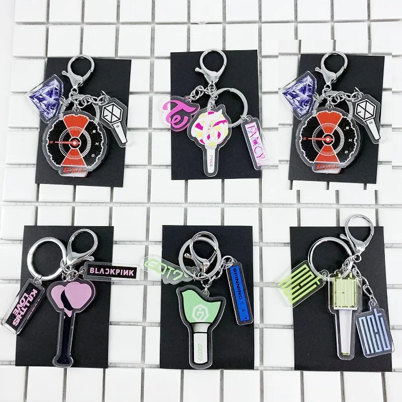 

KPOP BLACKPINK NCT TWICE EXO GOT7 NCT Keychain The Same Key Clasp Pendant Key Ringwallet Chain Bag Charm Key Chain Wholesale New