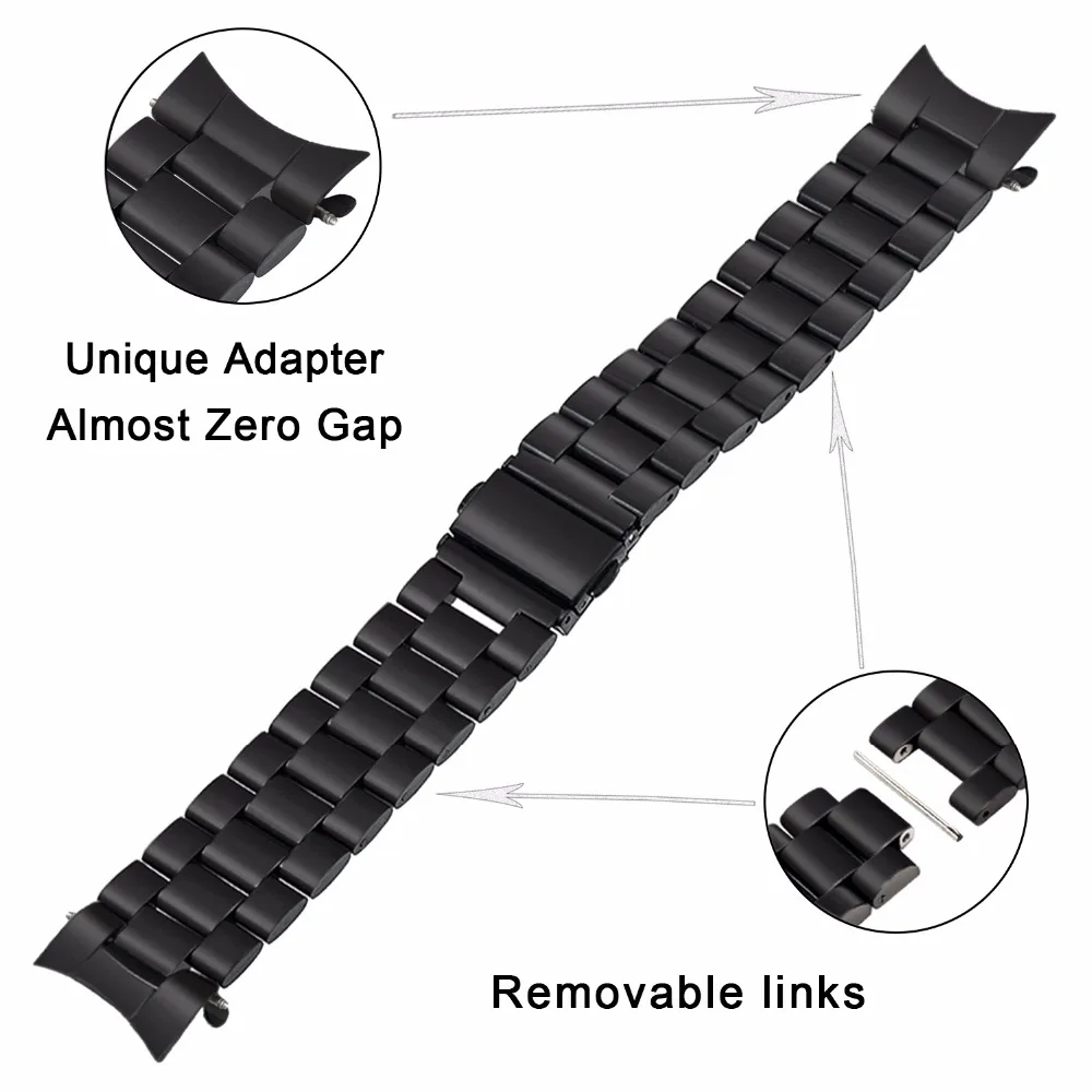 22 мм изогнутый конец нержавеющая сталь ремешок для часов+ инструмент для samsung gear S3 классический Frontier спортивные часы ремешок на запястье ссылка браслет