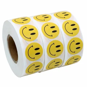 

500pcs Yellow Smiley Face Happy Stickers 1" Inch Round Circle Teacher Labels 500 Total (1 pack)
