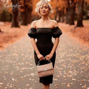 

Halinfer 2018 New summer women dress sexy bodycon strapless bandage dress elegant celebrity party black pink dresses vestidos