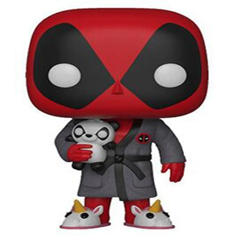 

Bedtime Deadpool 327 with Panda & Unicorn Slipper Marvel 10cm X-MAN Cute Vinyl Bobble Head Figure Model Dolls Toys