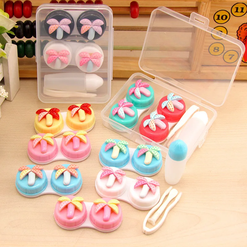 

LIUSVENTINA Portable Affordable Colorful Owl Transparent Solid Contact Lens Case Box Container for Color Lens Merry Christmas