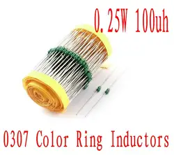 3000 шт. 0307 цветная катушка индуктивности 1/4 Вт dip-индуктор 100uh 101 осевой Ведущий индукторы 0,25 Вт