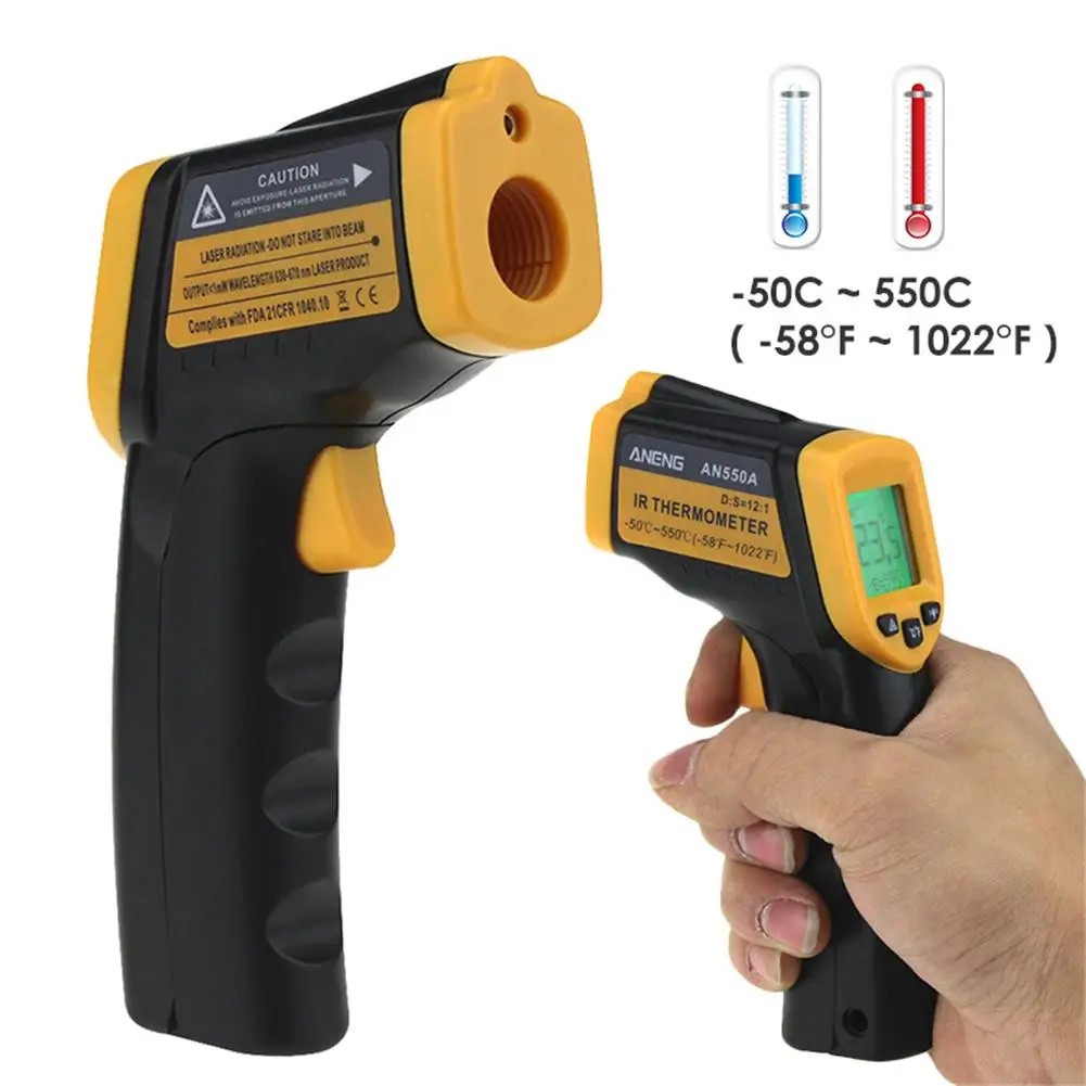 

Digital In frared Thermometer LDC IR -50~550 C Non-Contact IR aquarium Laser Pyrometer temperature Thermometer Tool AN550A