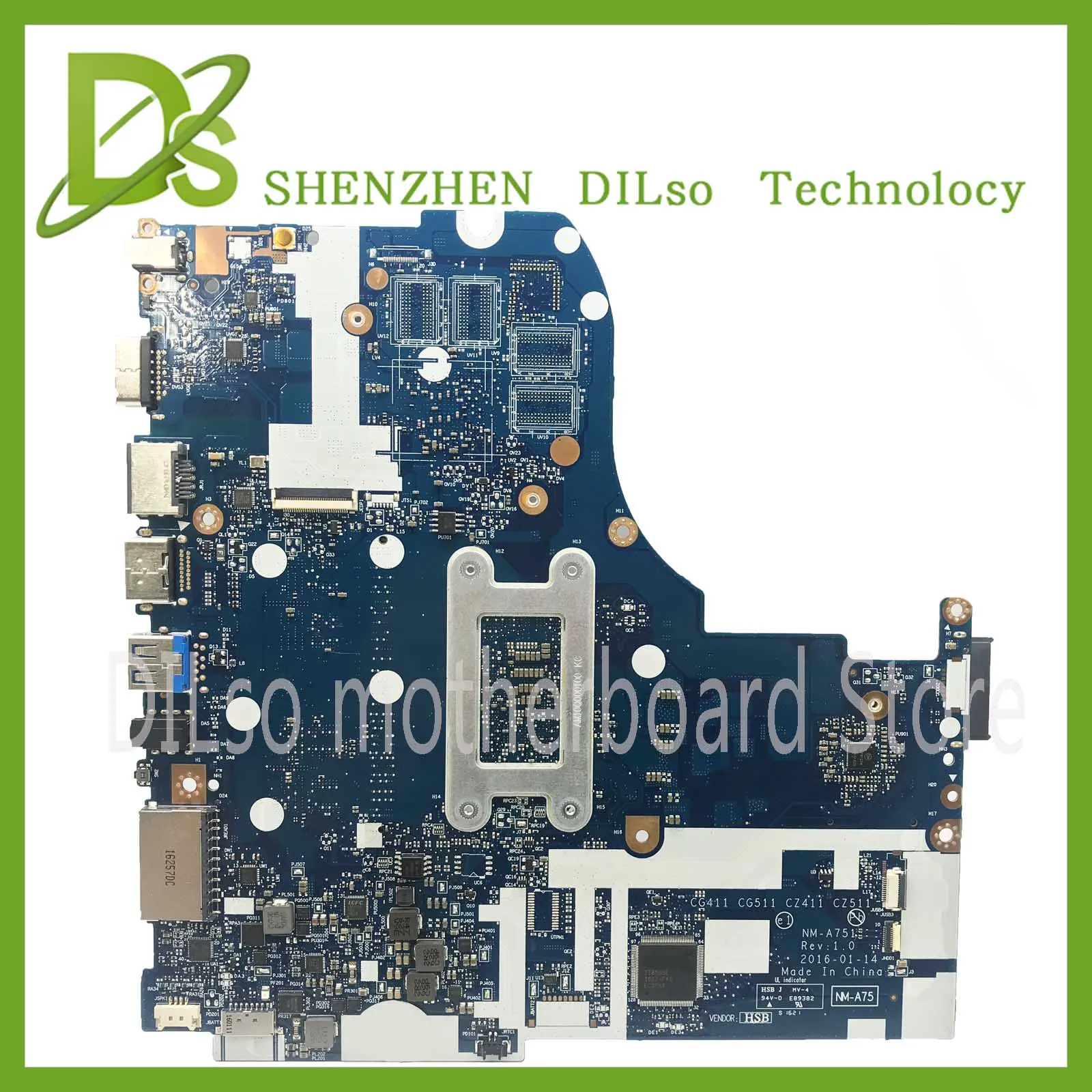  KEFU NM-A751 motherboard for Lenovo 310-14ISK 510-14ISK laptop motherboard For I7-6500U 4GB RAM GT9