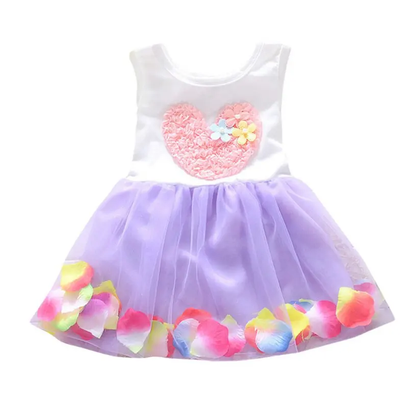 

Summer Girls Dress Heart One Piece Dresses Flower Princess Tutu Cotton Sleeveless Kids Vestido