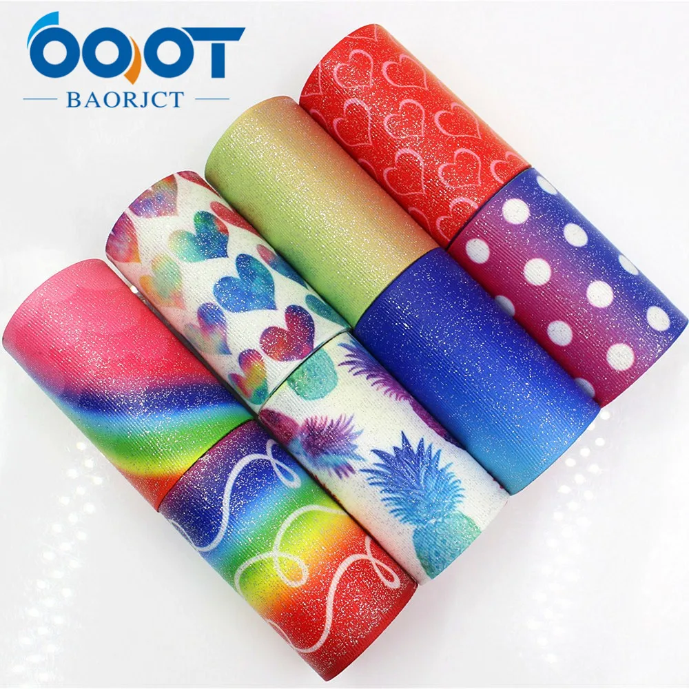 OOOT BAORJCT 1710056 75mm 5yards Flash color Ribbons Thermal transfer Printed grosgrain Wedding Accessories DIY handmade materia | Дом и сад
