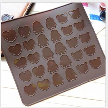 Мультфильм 26*29 см макарун печенье торт антипригарный силиконовый коврик формы для выпечки Party, маффинов/миндаля 30 отверстий DIY круглые инструменты для выпечки