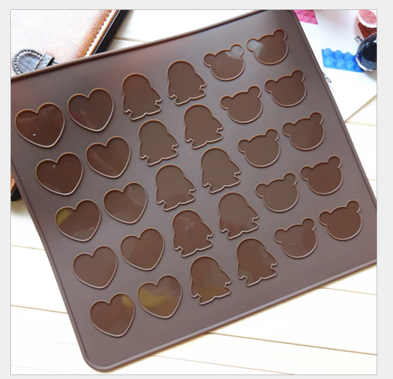 

Cartoon 26*29cm Macaroon Pastry Cake Nonstick Silicone Mat Party bakeware,Muffins / Almond 30 hole DIY round cakes Tools