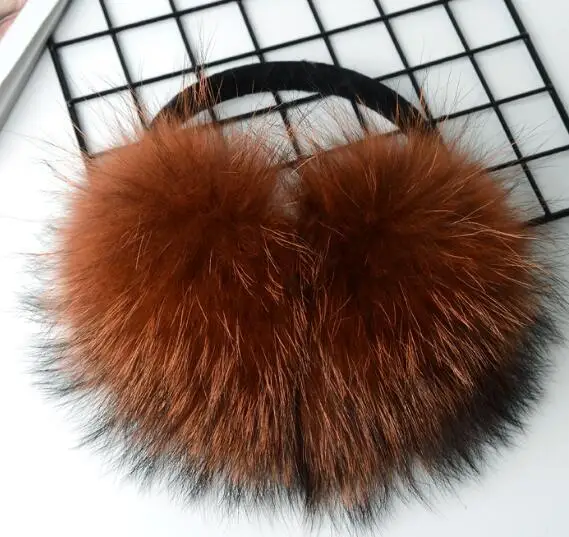 women real raccoon fur earmuff pink white brown Caramel color for girl ...