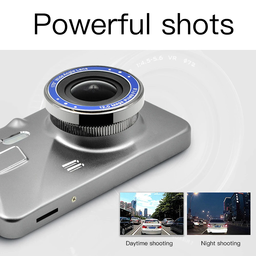  170 Degree Wide Angle 4.0 Inch 1080P HD Dual Lens Tachograph Rear View Camera Car DVR HD Video Reco