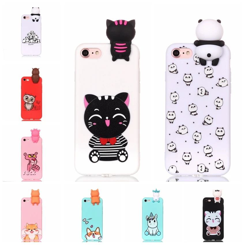 For Coque iPhone 7 Case 3D Cartoon Toy Owl Panda Unicorn Cat Soft Silicon Back Cover |