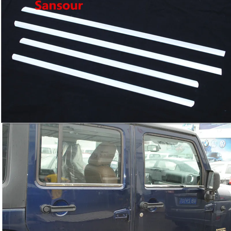 Sansour стальная Нижняя оконная рама обшивка подоконника 4 шт для Jeep Wrangler Rubicon 2007-2016 2