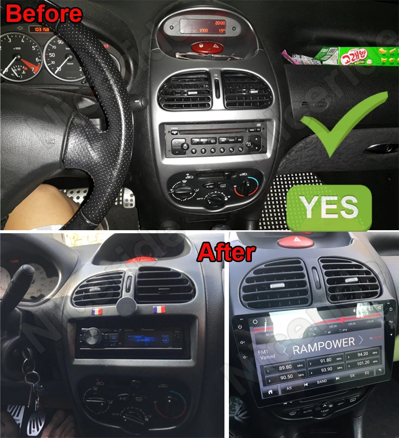 

9" Android 8.1 7.1 Car Stereo Auto Radio For Peugeot 206 2000-2016 FM Audio Video Multimedia GPS Navigation Backup Camera wifi