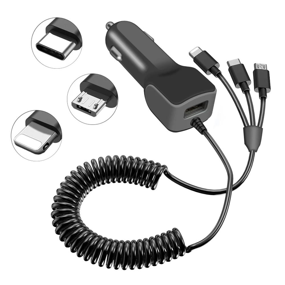 For Type-c charger car for android fast quick charge with cable for iphone USB Car Phone Charger For Samsung Xiaomi Redmi Note 7 quick charge 2.0 Chargers