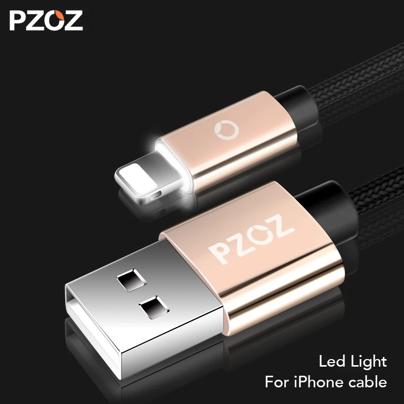 Кабель PZOZ для iphone зарядное устройство usb быстрая зарядка x 8 6s 7 plus со светодиодной