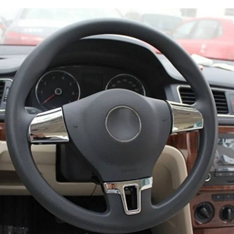 Для Touran 2009 2015 яркая хромированная/матовая Автомобильная накладка на рулевое
