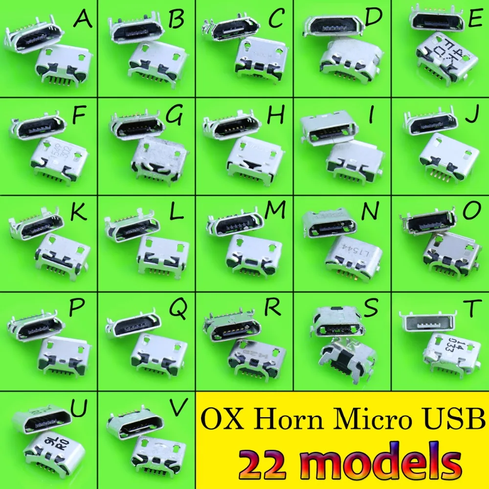 

22model Ox horn micro usb 5pin/7pin USB female socket,Micro USB Connector OX Tail Charging socket
